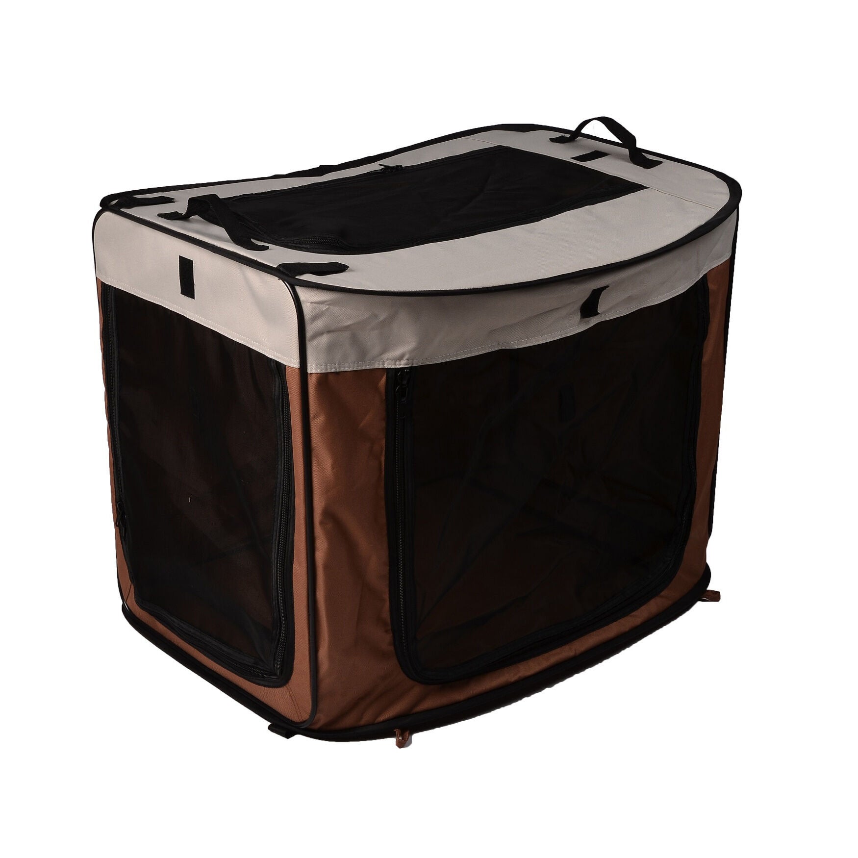 Large Portable/Foldable Kennel, 31.8 inches x 22.5 inches x 24.5 inches/25.6 inches x 20.86 inches x 2.35 inches, Brown, BROWN, hi-res image number 0