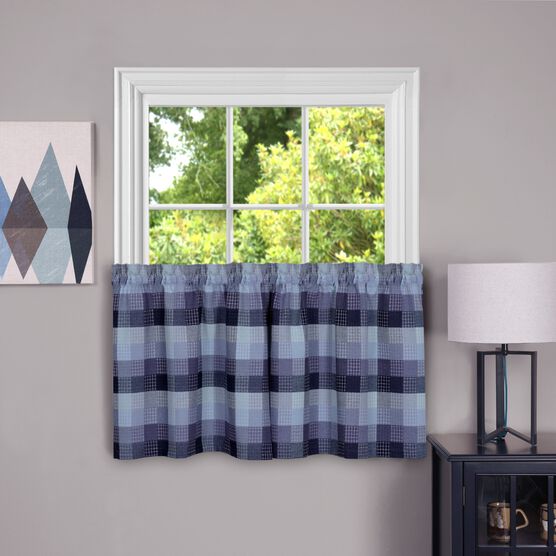 Harvard Window Curtain Tier Pair, BLUE, hi-res image number null