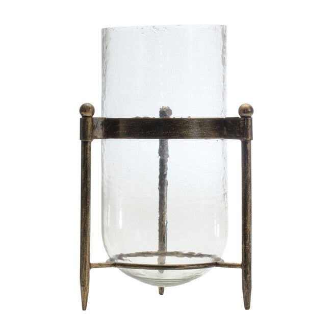 Candle Holder 13.5 inchesH Iron/Glass, CLEAR;BLACK, hi-res image number 0
