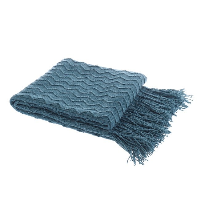 Battilo Home Lightweight Throw Blanket Textured Solid Soft Sofa Couch Cover Decorative Knitted Blanket 50 inches x 60 inches, , on-hover image number 1