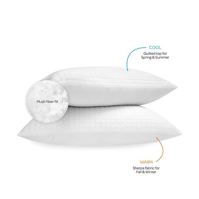 SensorPEDIC All Seasons Reversible Fiber Bed Pillow - 2 Pack, , on-hover image number null