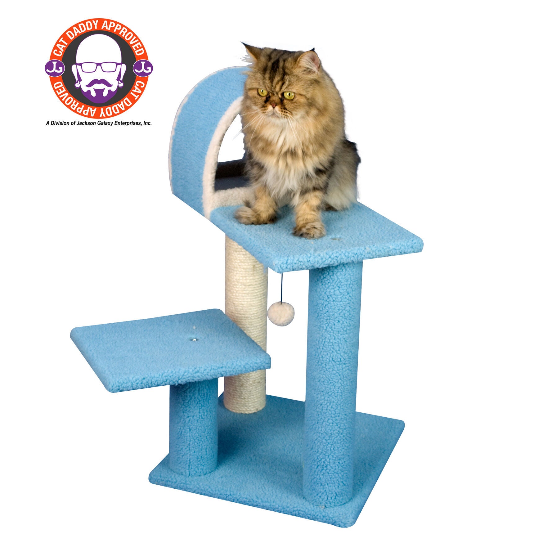 Real Wood 29 inches Cat Tree With Scratcher And Tunnel, SKY, hi-res image number 0