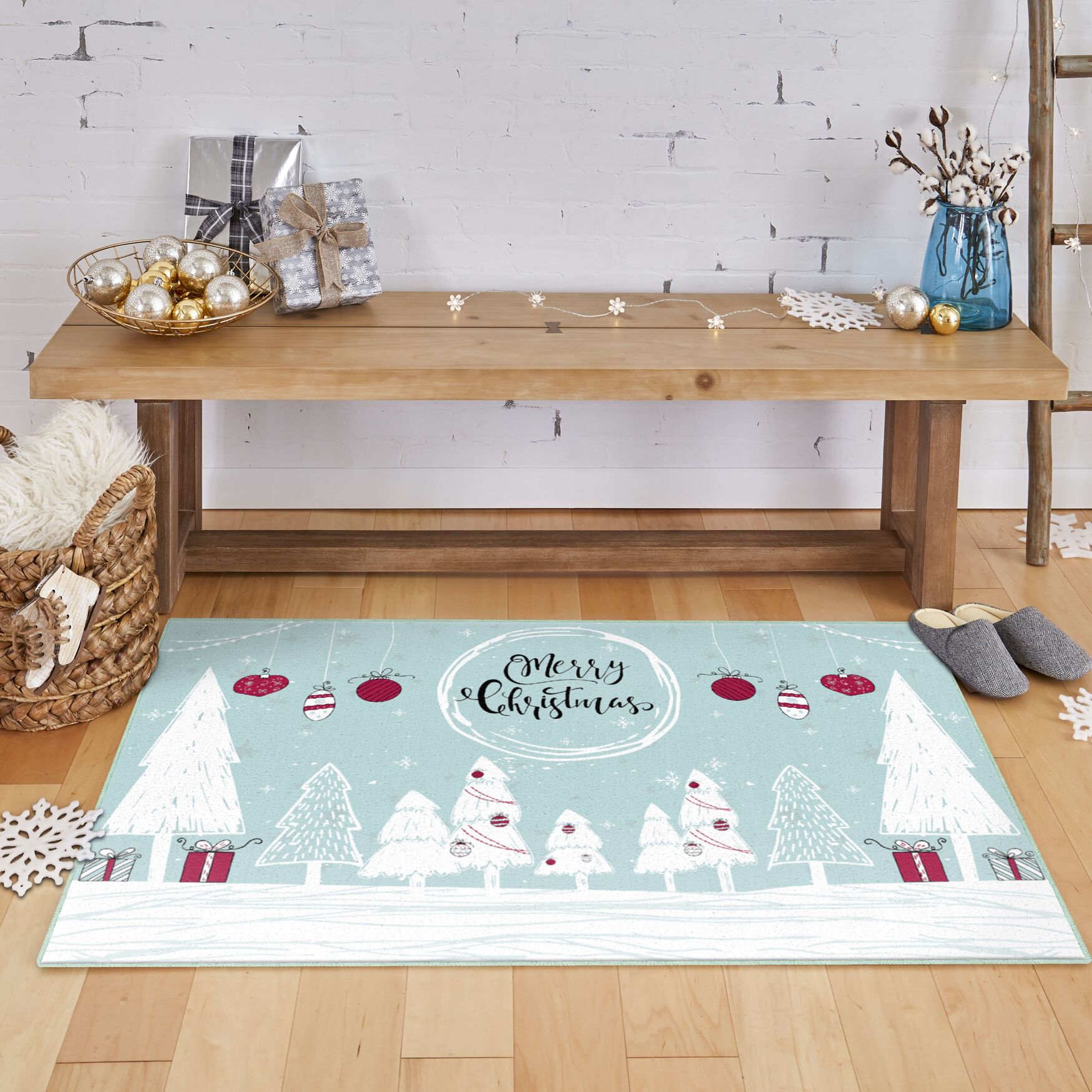 Merry Forest Light Blue Kitchen Rug, , alternate image number 9