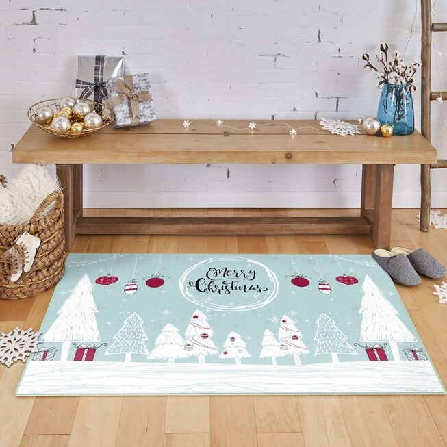 Merry Forest Light Blue Kitchen Rug, , alternate image number 9