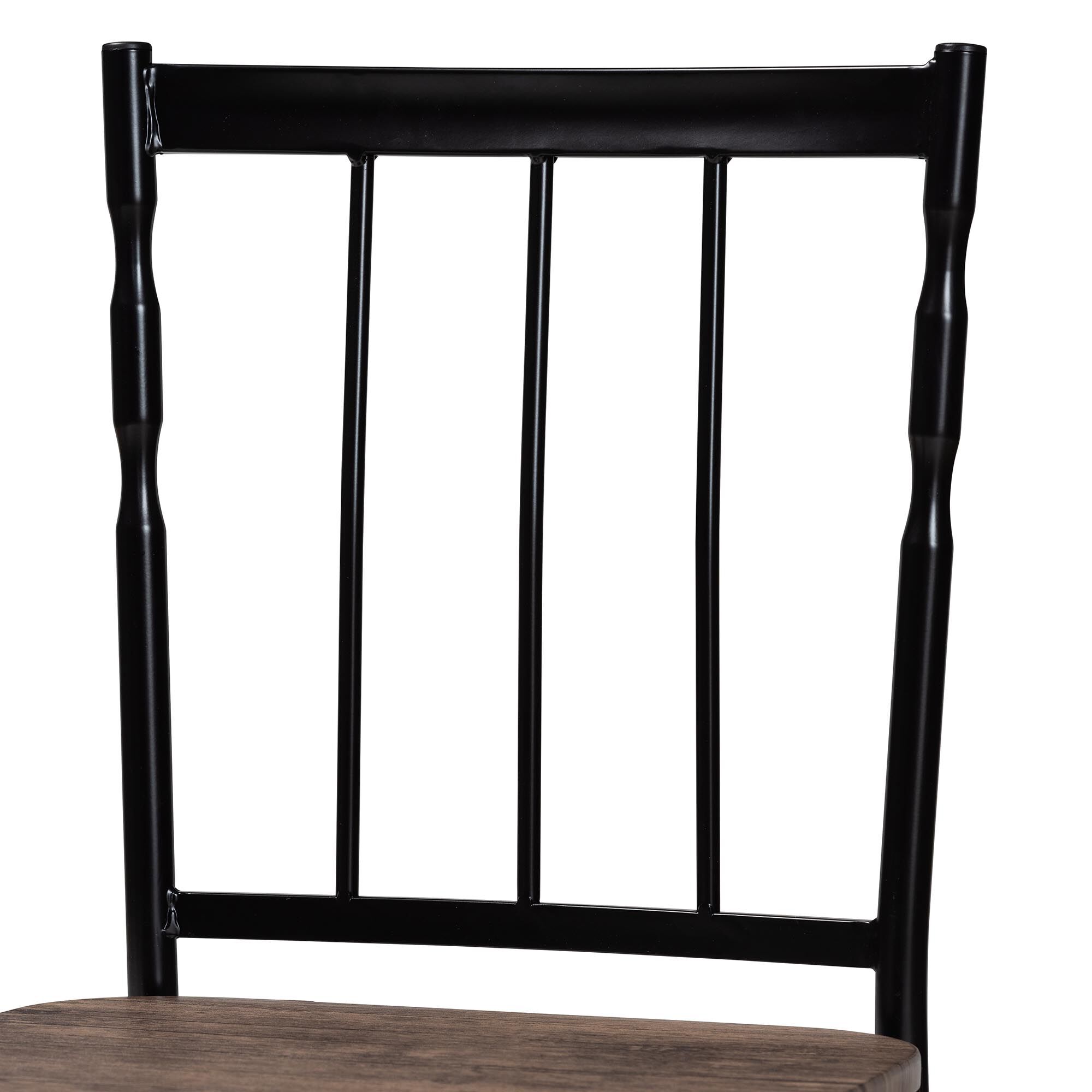 Nevan Modern Industrial Brown Wood and Metal 5-Piece Dining Set, BROWN, alternate image number 5