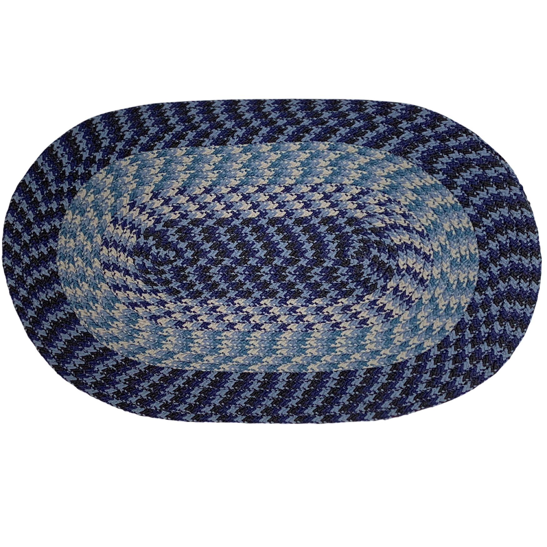 Alpine Braid Collection Reversible Indoor Area Rug, 60 inches x 96 inches Oval in Better Trends, NAVY STRIPE, hi-res image number 0