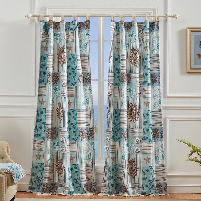Key West Seafoam Curtain Panel Pair , SEAFOAM, hi-res image number null