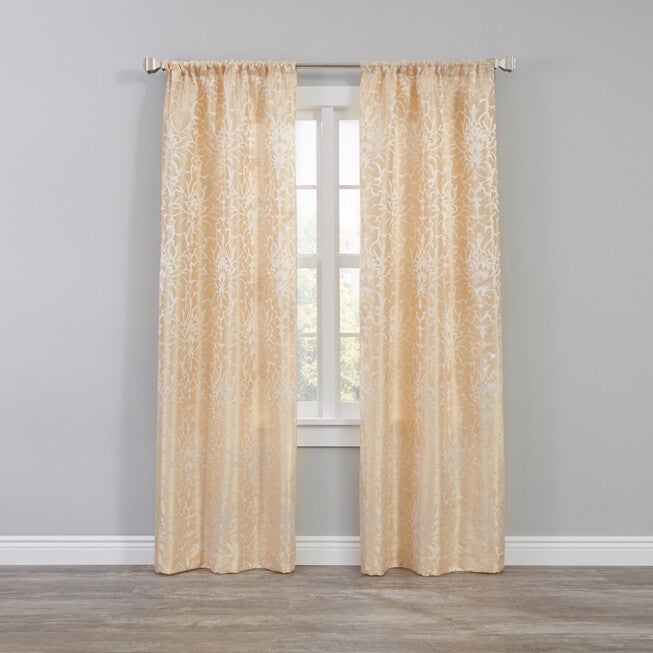Jasmine Jacquard Rod-Pocket Panel Set — 2 Pack, TAUPE, hi-res image number null