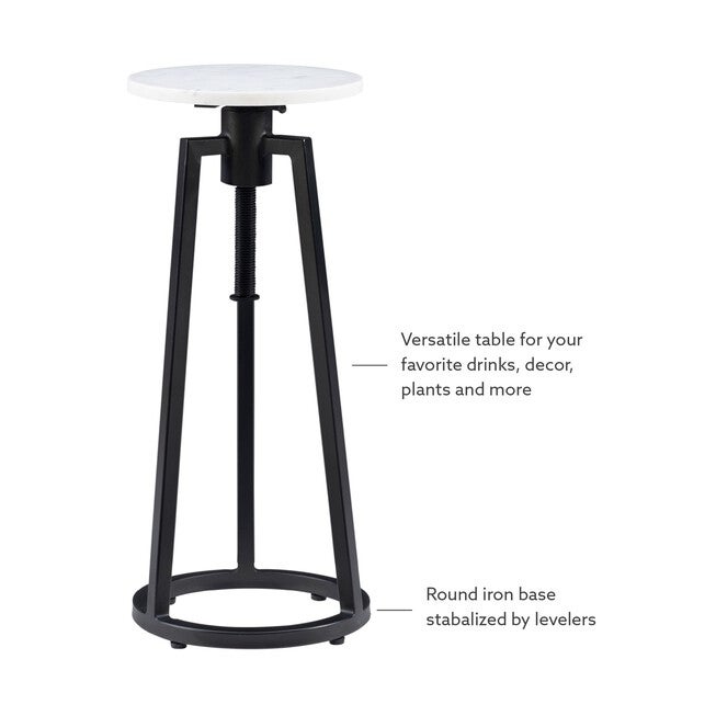 Aurora White Marble Black Adj Drink Tbl Accent Tables (Including End Tables), , alternate image number 5