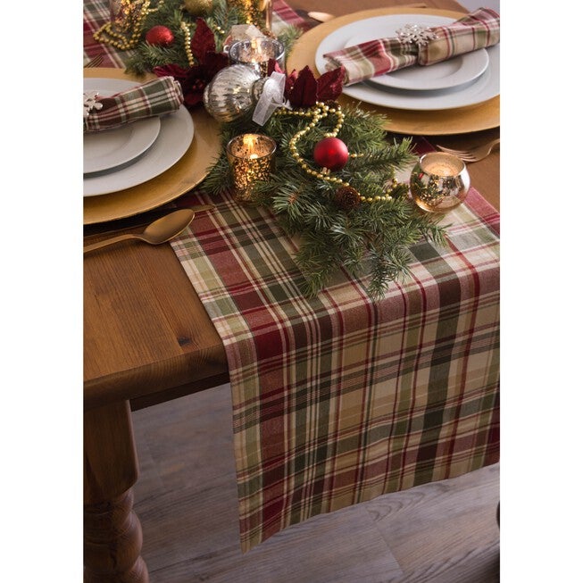 Give Thanks Plaid Table Runner 14x72, , on-hover image number 1