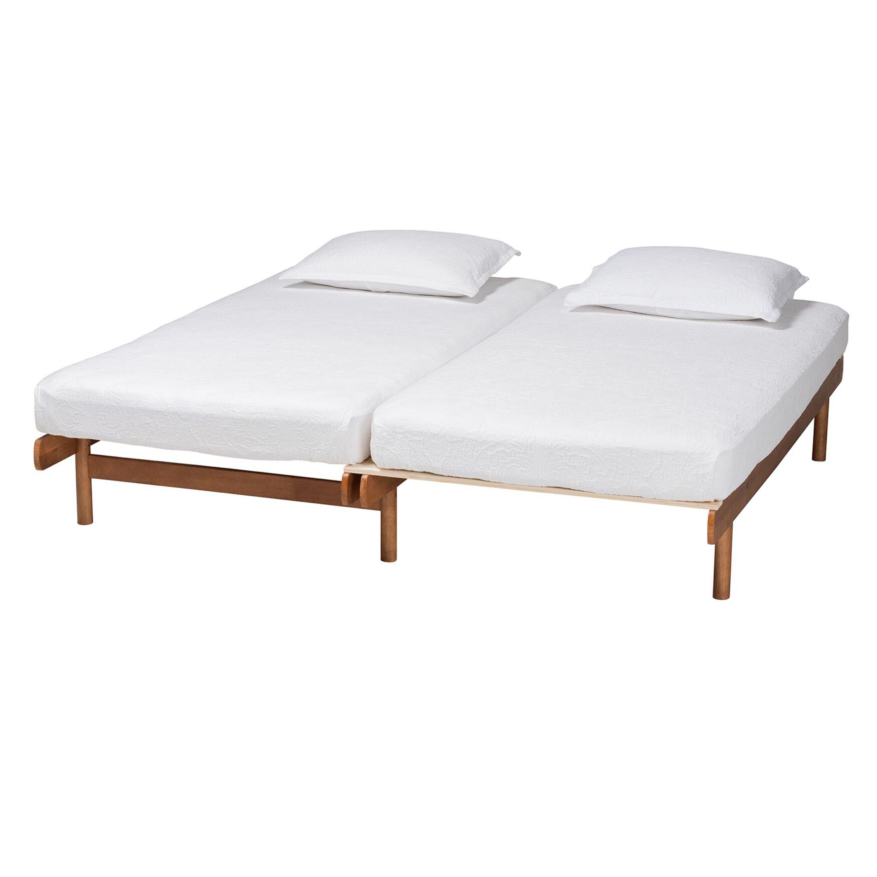 Bolivia Mid-Century Modern Walnut Brown Wood Expandable Twin To King Bed Frame, , alternate image number 2