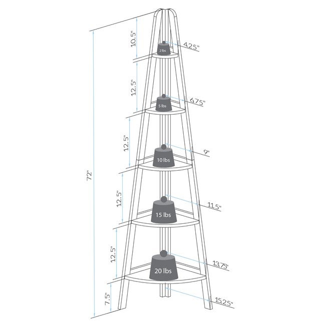 5-Shelf Corner Ladder Bookcase-Espresso, , alternate image number null