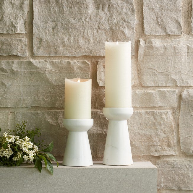 Modern Marble Candle Holder (Set of 2), WHITE/GREY, alternate image number 2