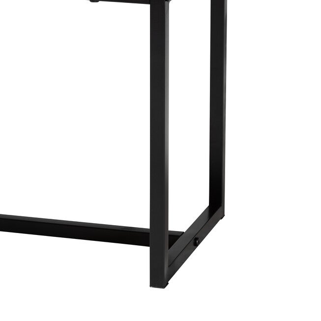 Sawyer Mid-Century Modern Industrial Oak Brown Finished Wood And Black Metal 1-Drawer End Table With Natural Rattan, , alternate image number null