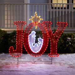 45"H Pre-Lit "Joy" Sign with Holy Family