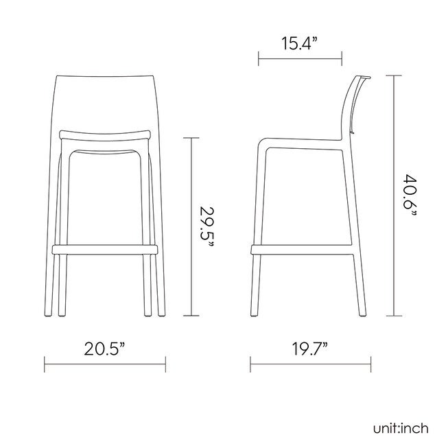 Set of 2 Sensilla Outdoor Stackable Bar Stools, BABY BLUE, alternate image number 4