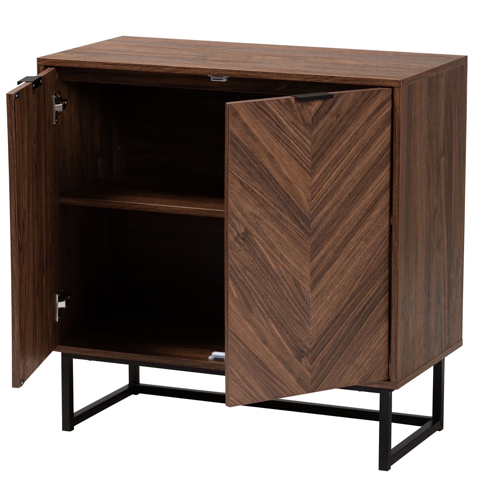 Sadia Modern Walnut Brown Finished Wood Storage Cabinet, , on-hover image number 1