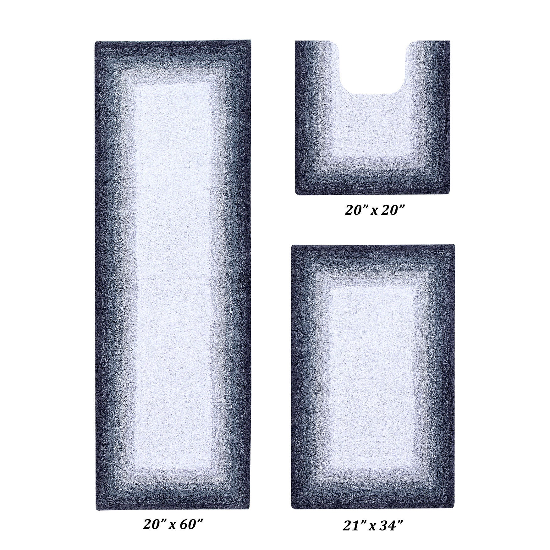Torrent Border Bath Rug Mat, 3-Pc. Set, GRAY, hi-res image number 0