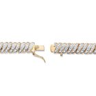 Yellow Gold Plated S Link Tennis Bracelet (10mm), Genuine Diamond Accent 8", , on-hover image number null