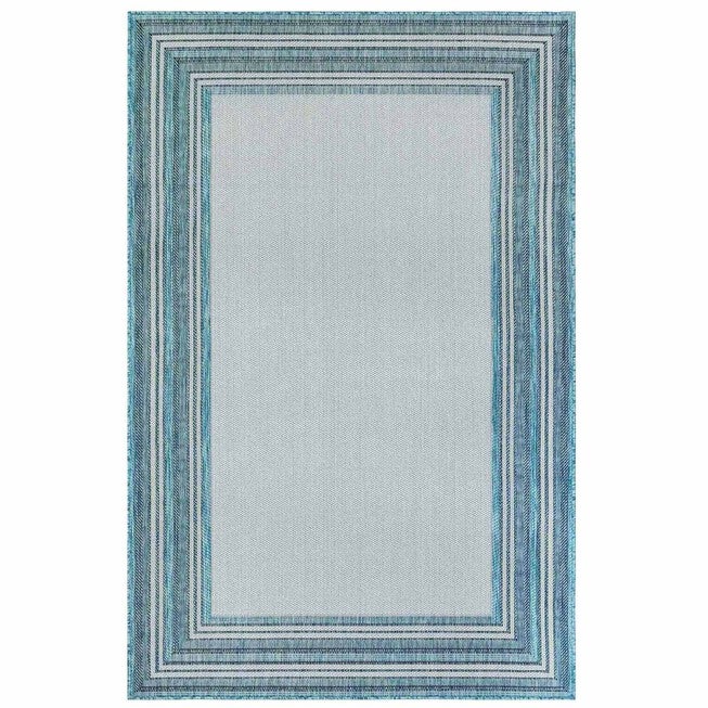 Liora Manne Carmel Multi Border Indoor/Outdoor Rug, AQUA, hi-res image number 0