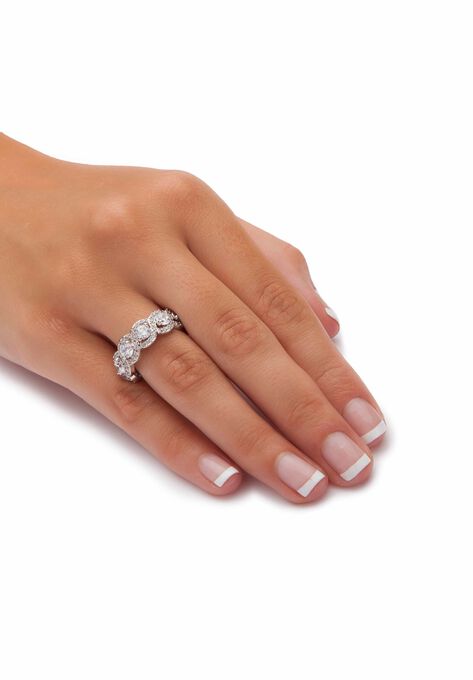 Platinum over Sterling Silver Cubic Zirconia Halo Eternity Bridal Ring, , alternate image number null