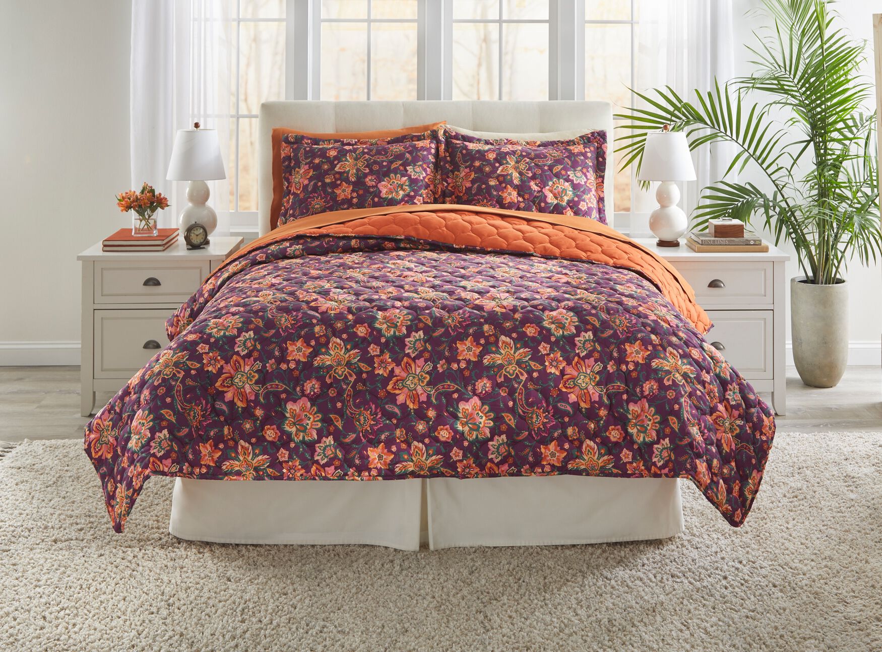 BH Studio Reversible Quilt, PLUM DUSTY LAVENDER, on-hover image number 1