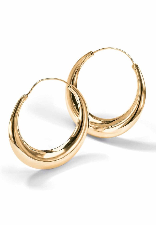 Yellow Gold over Sterling Silver Puffed Hoop Earrings (47mm), , alternate image number 2