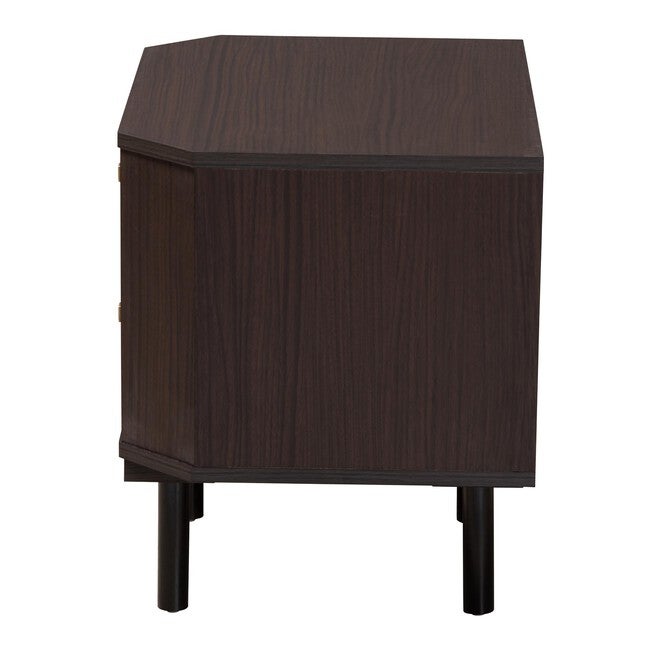 Norwood Modern Transitional Two-Tone Black And Espresso Brown Finished Wood 2-Drawer End Table, , alternate image number null