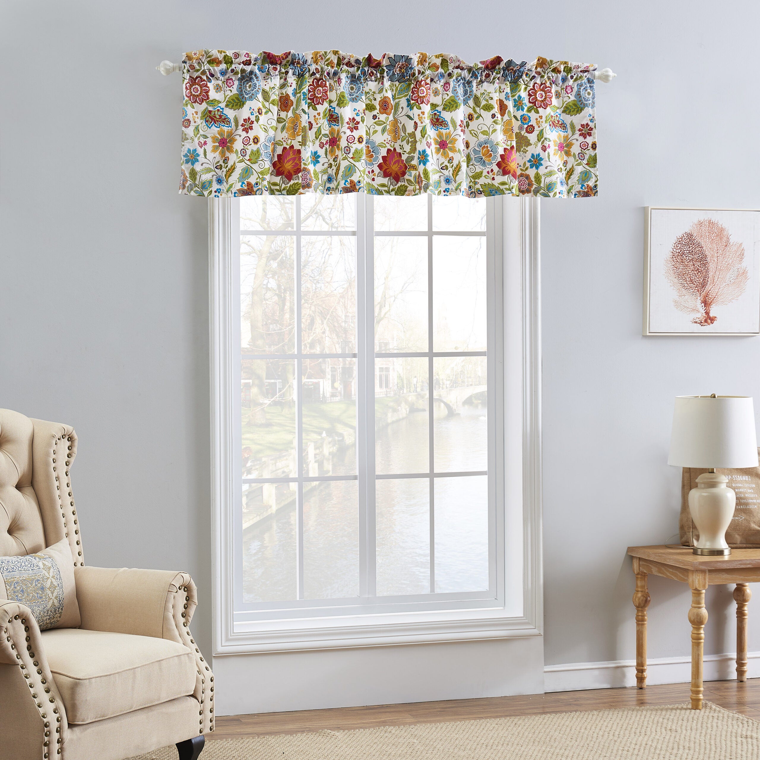 Astoria Window Valance Curtains, Spice, WHITE, alternate image number 2