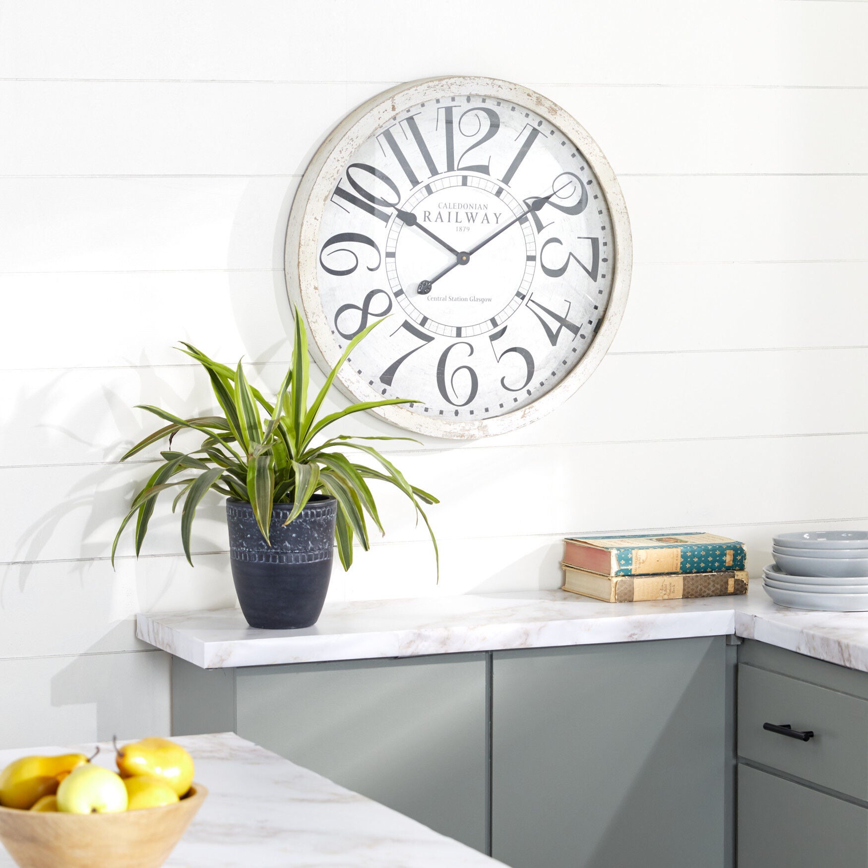 White Vintage Wood Wall Clock, , alternate image number 8