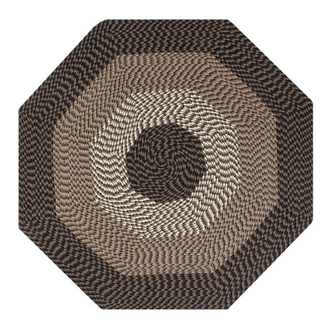 Alpine Braid Collection Reversible Indoor Area Rug, 48 inches" Octagonal , CHOCOLATE STRIPE, hi-res image number 0