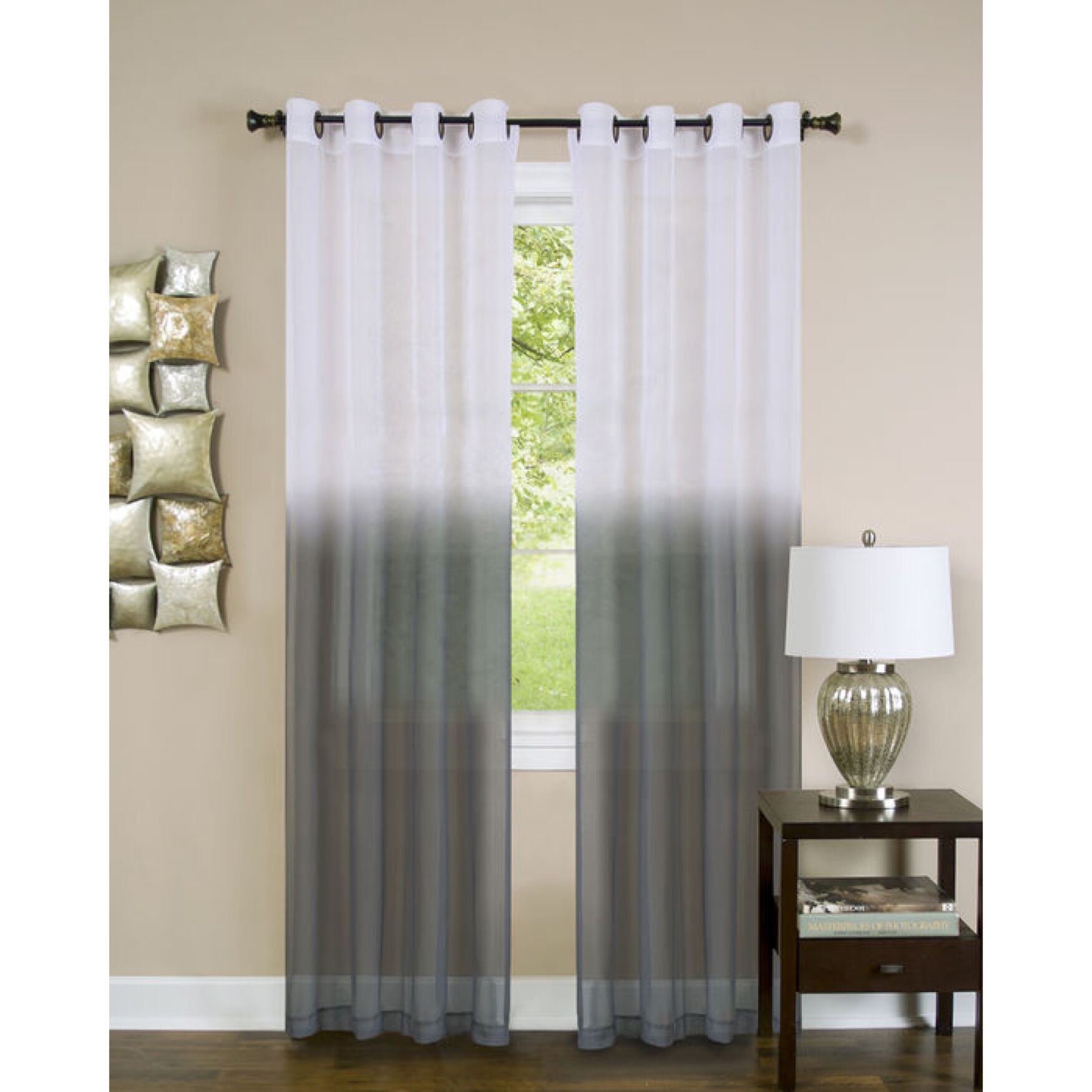 Essence Window Curtain Panel, CHARCOAL, hi-res image number 0
