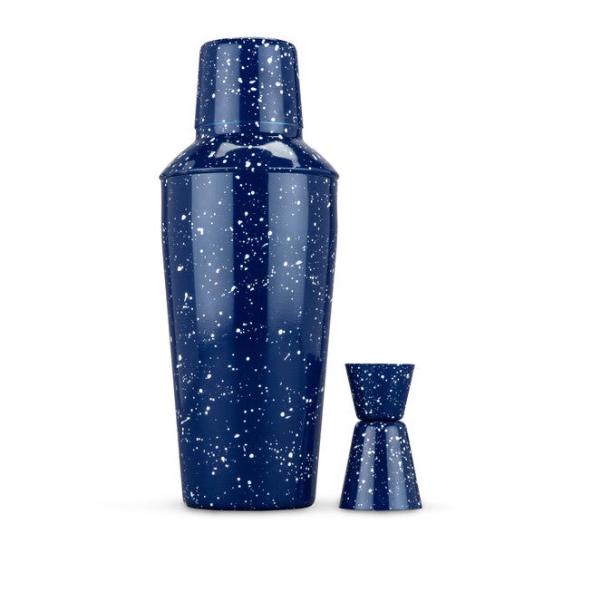 Enamel Cocktail Shaker And Jigger Set, BLUE, hi-res image number null