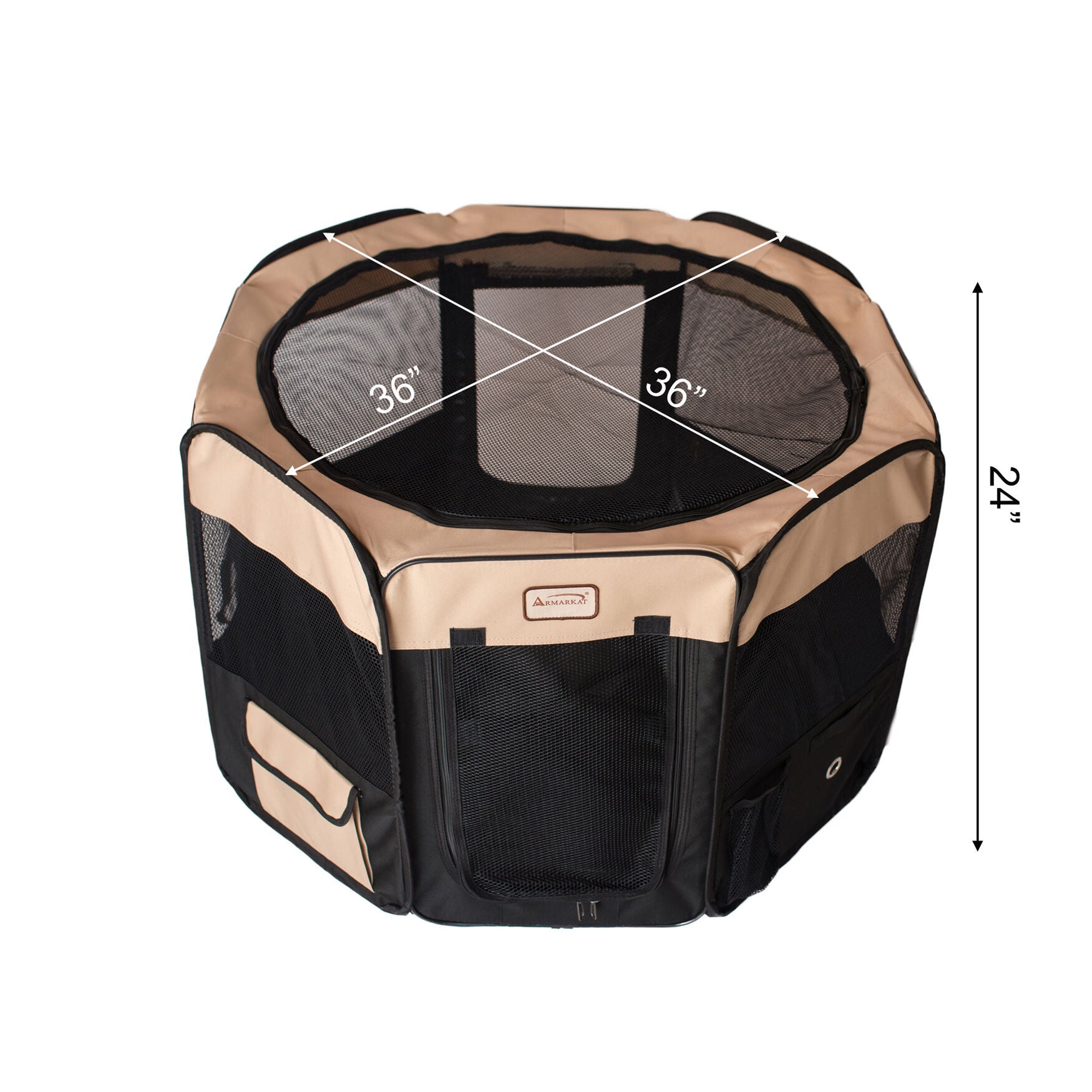 Portable Pet Dog Kitten Playpen In Black And Beige Combo, , alternate image number 3