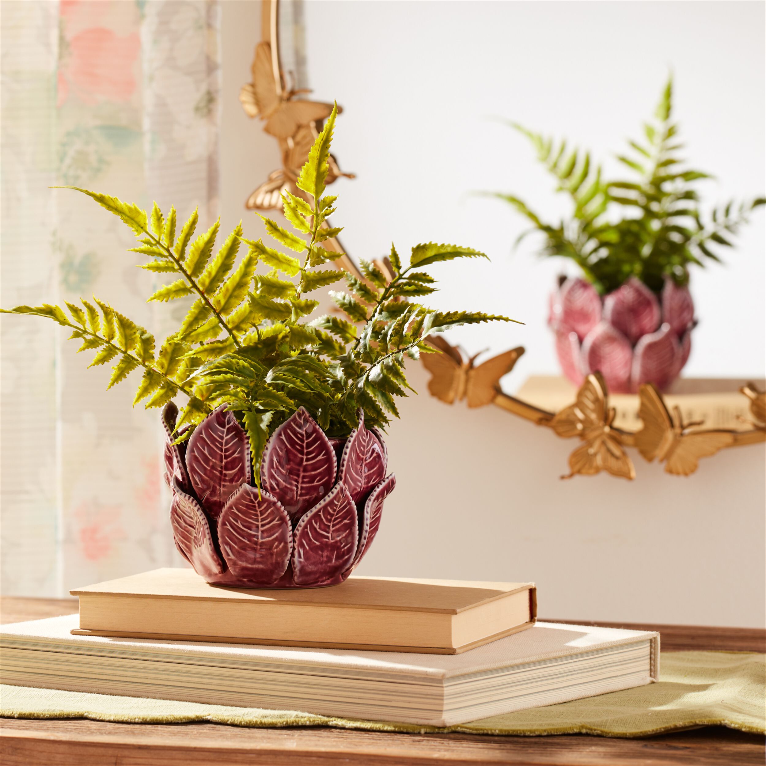 Storeware Bud Vase with Leaves Accent Set of 2, PURPLE, alternate image number 2