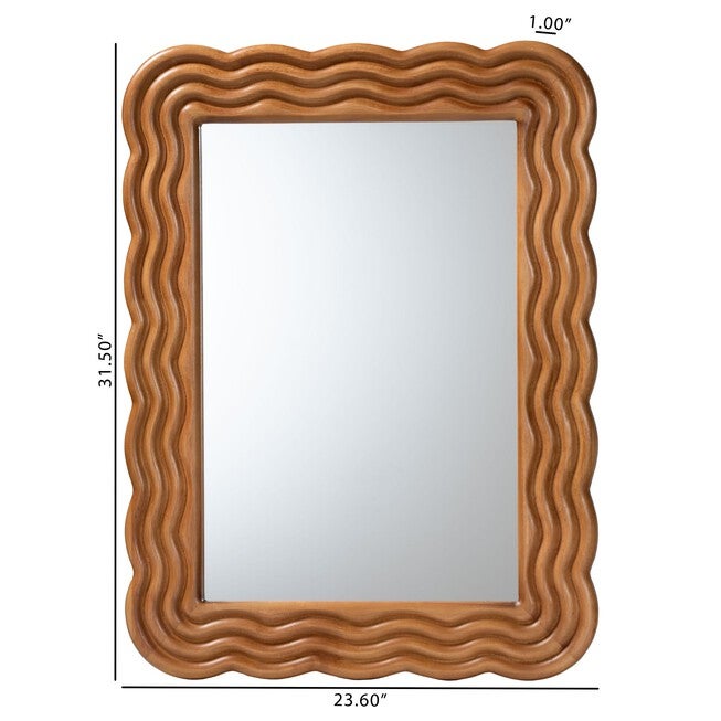 Acantha Modern Walnut Brown Scallop-framed Accent Mirror, WALNUT BROWN, alternate image number 4