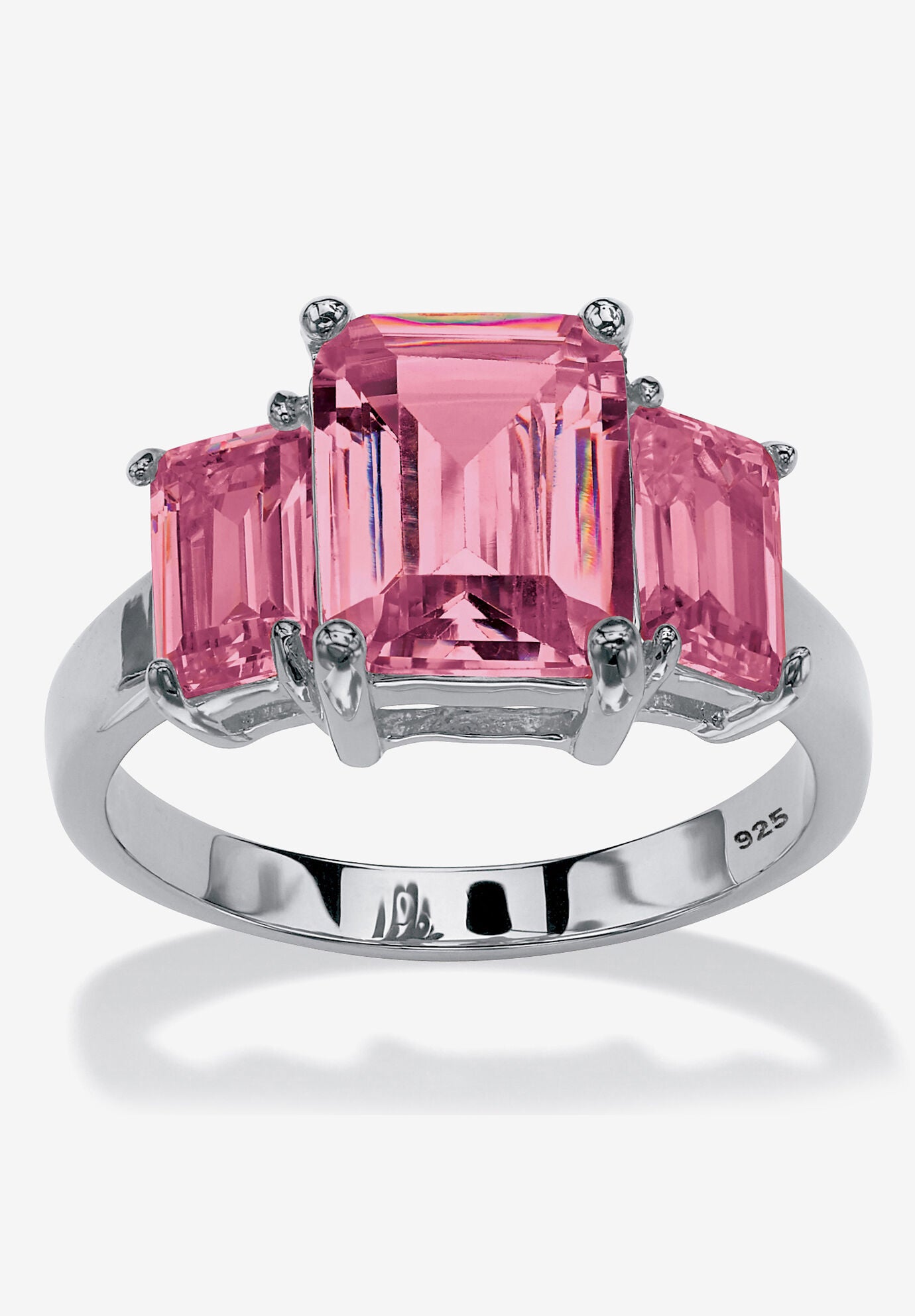 Sterling Silver 3 Square Simulated Birthstone Ring, OCTOBER, hi-res image number 0