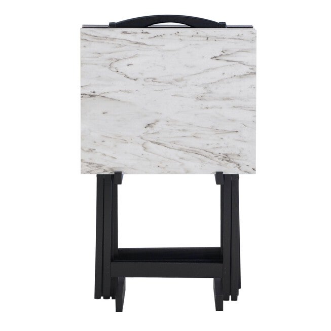 Jasper Tray Table Set White Faux Marble, , alternate image number 2