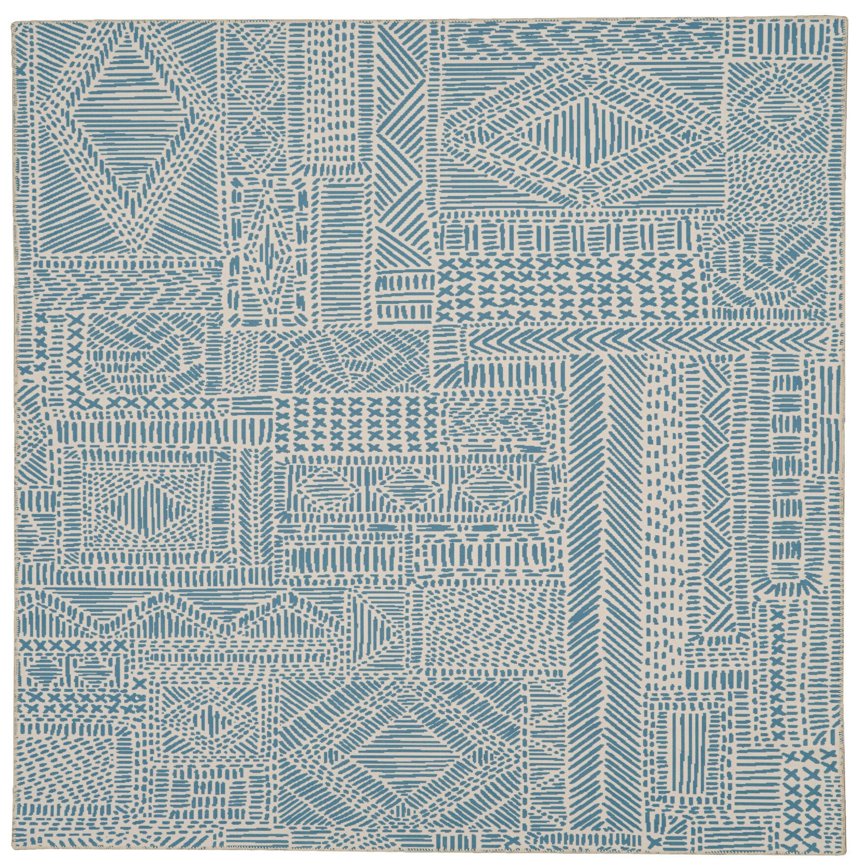 Washable Cayden Ivory/Blue Rug, IVORY, hi-res image number 0