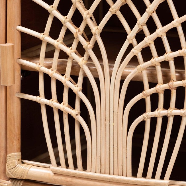 Danna Modern Bohemian Natural Brown Rattan Nightstand, , alternate image number null