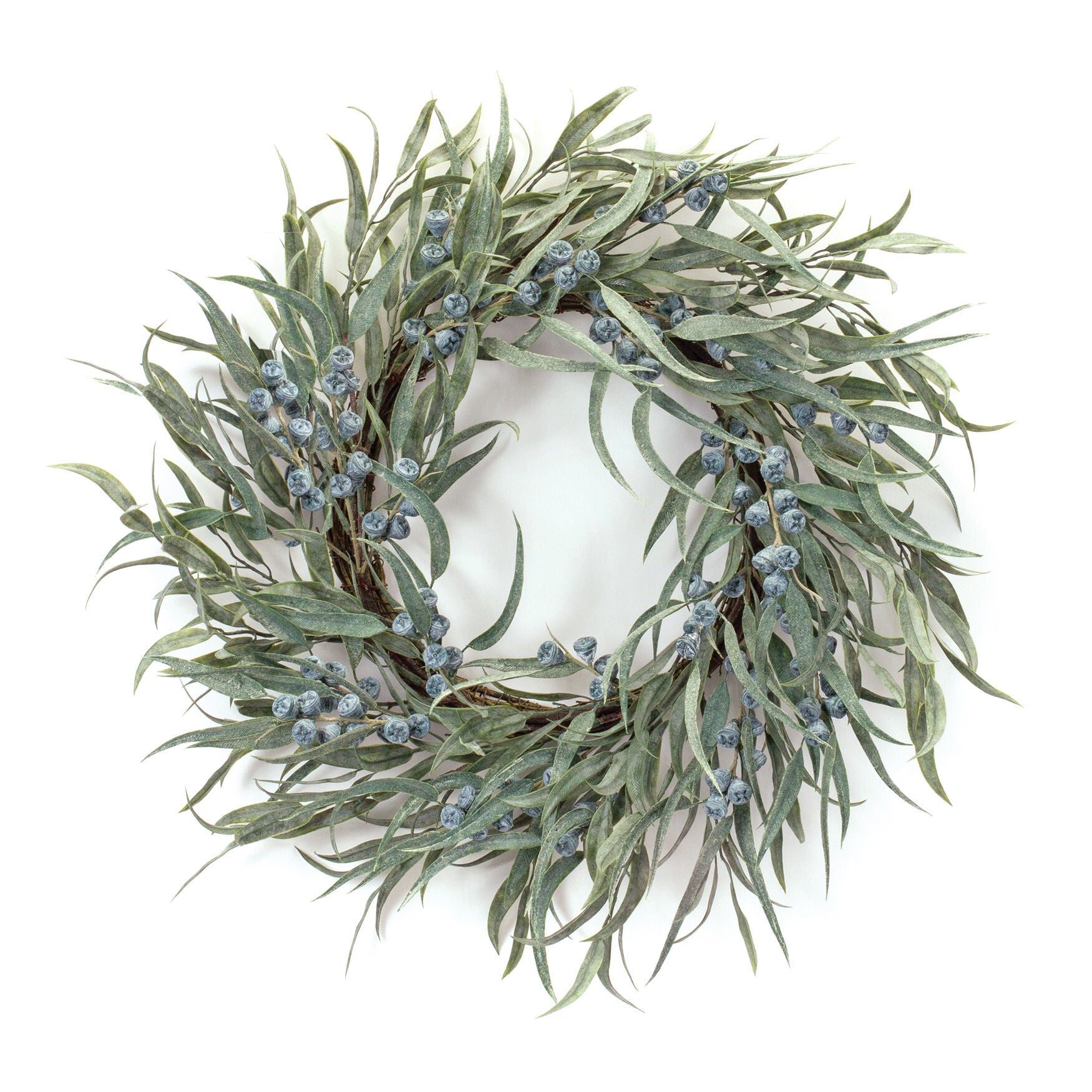 Long Blade Eucalyptus Wreath 26 inchesD, GREEN, hi-res image number 0