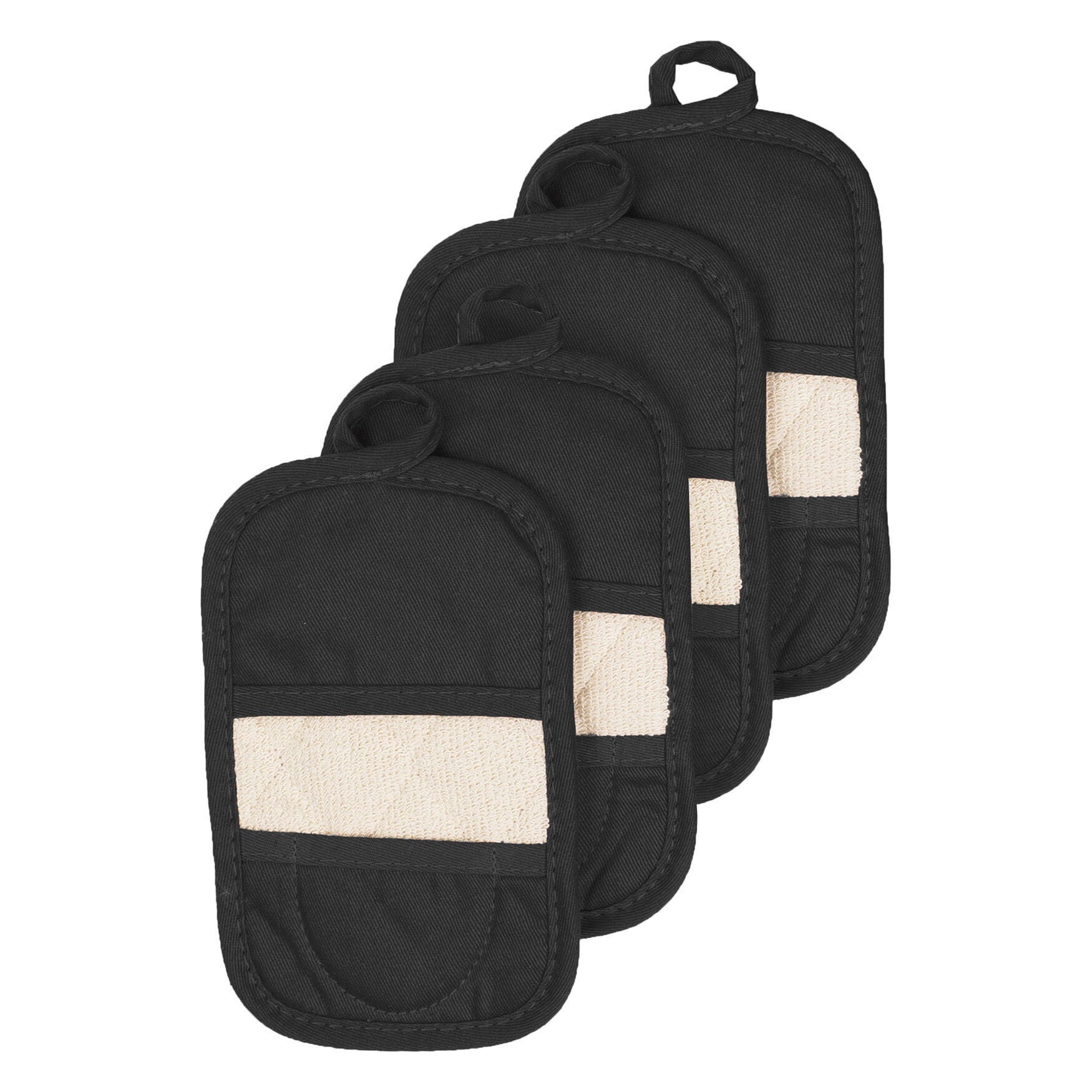 Pot Holder Mitz, Set Of 4 Pot Holder, BLACK, hi-res image number 0