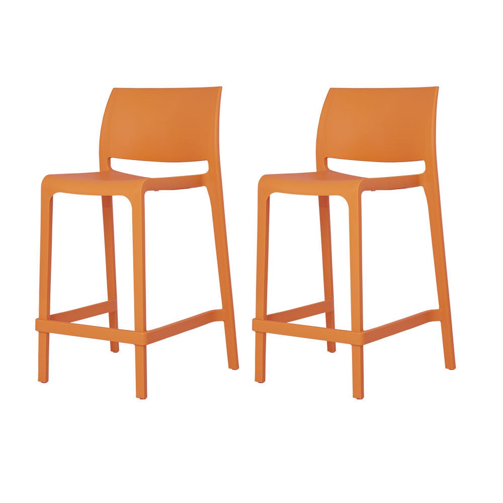 SET OF 2 SENSILLA OUTDOOR STACKABLE COUNTER STOOLS, ORANGE, on-hover image number 1