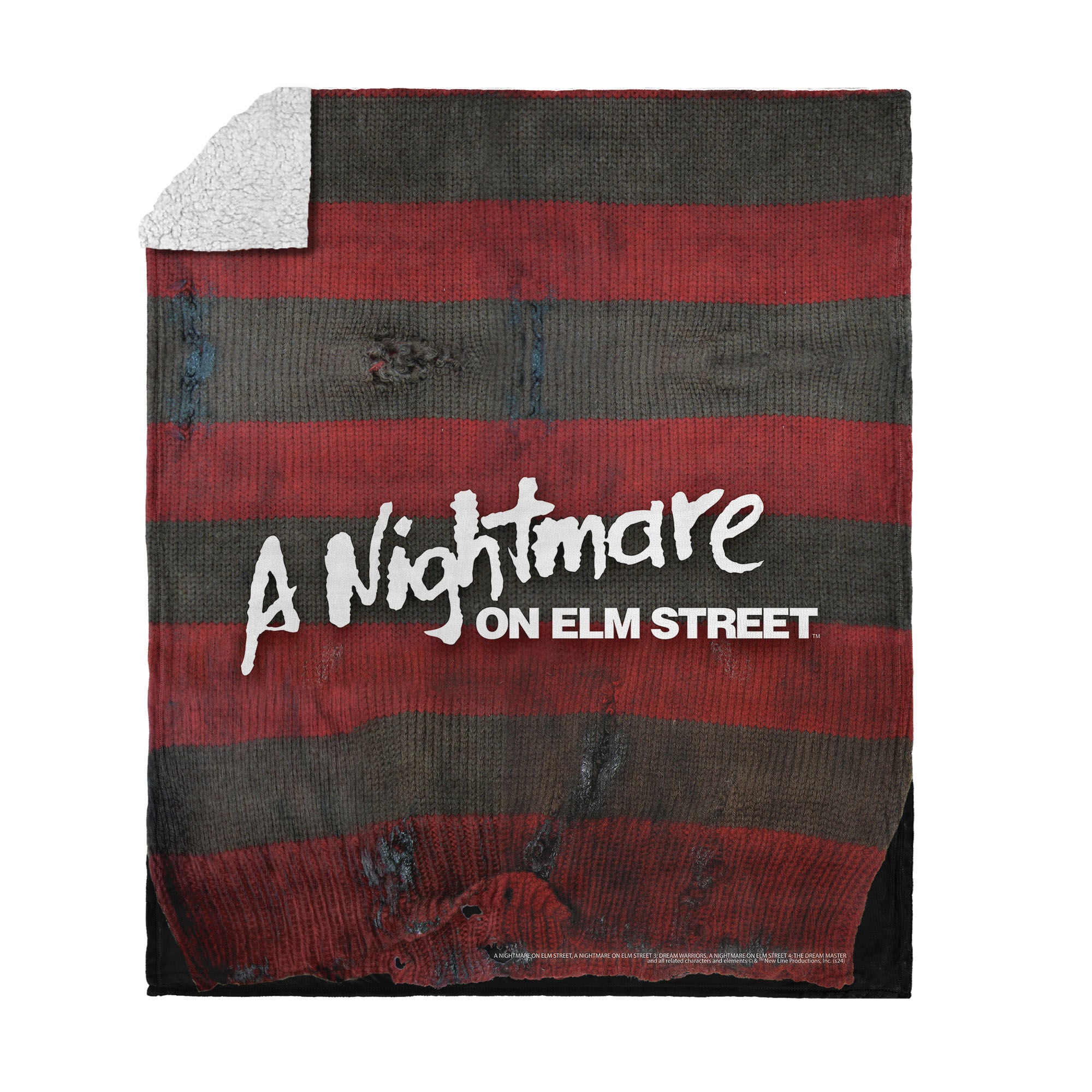 Warner Bros. Nightmare on Elm Street Sweater Silk Touch Sherpa Throw Blanket 50X60 Inches, RED, hi-res image number 0
