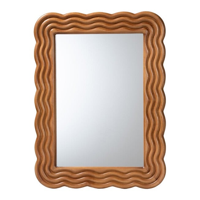 Acantha Modern Walnut Brown Scallop-framed Accent Mirror, WALNUT BROWN, alternate image number 1