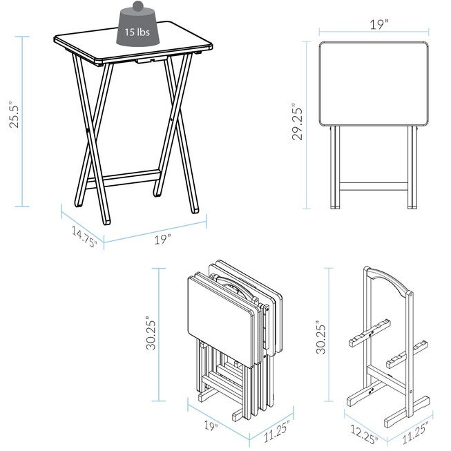 5pcs Tray Table Set - White, , alternate image number null