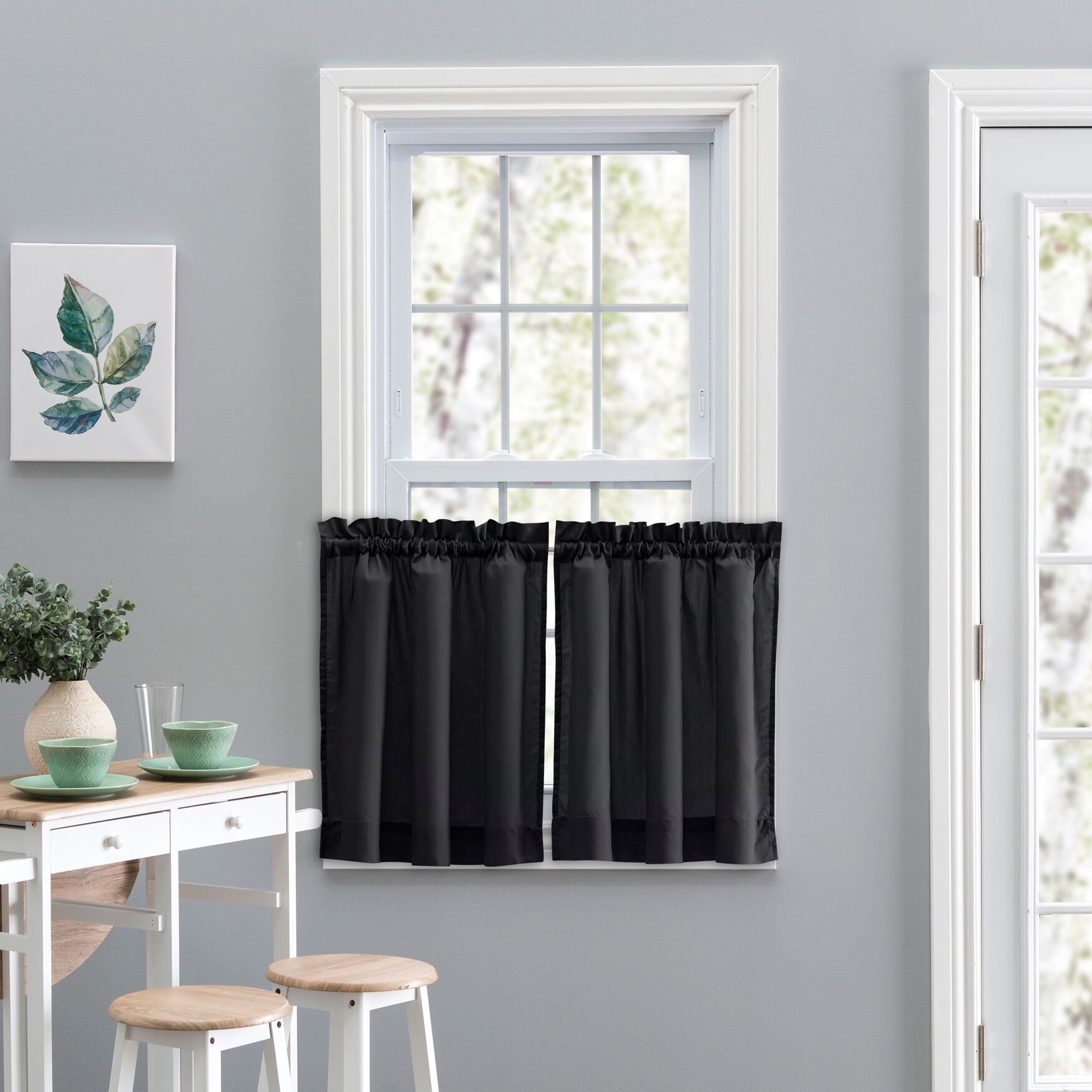 Stacey Curtain Tailored Tier Pair, BLACK, hi-res image number 0