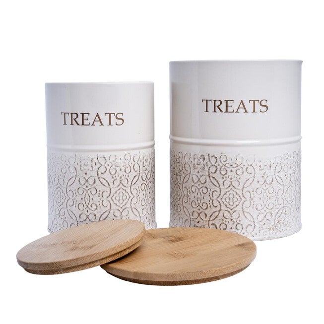 Dog Treat Canister - White Swan (Set Of 2), WHITE SWAN, hi-res image number null