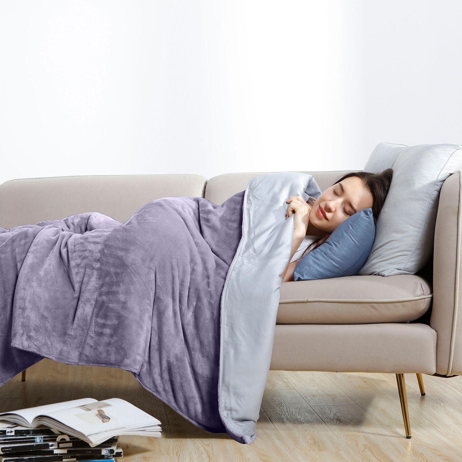 Crystal 15Lb Reversible Cooling Weighted 48X72 Blanket With Removable Cover Weighted Blanket & Cover, , alternate image number 30