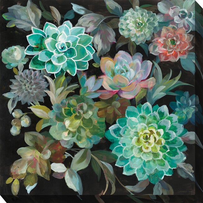 Succulent Fanfare Wall Art, BLUE, hi-res image number null